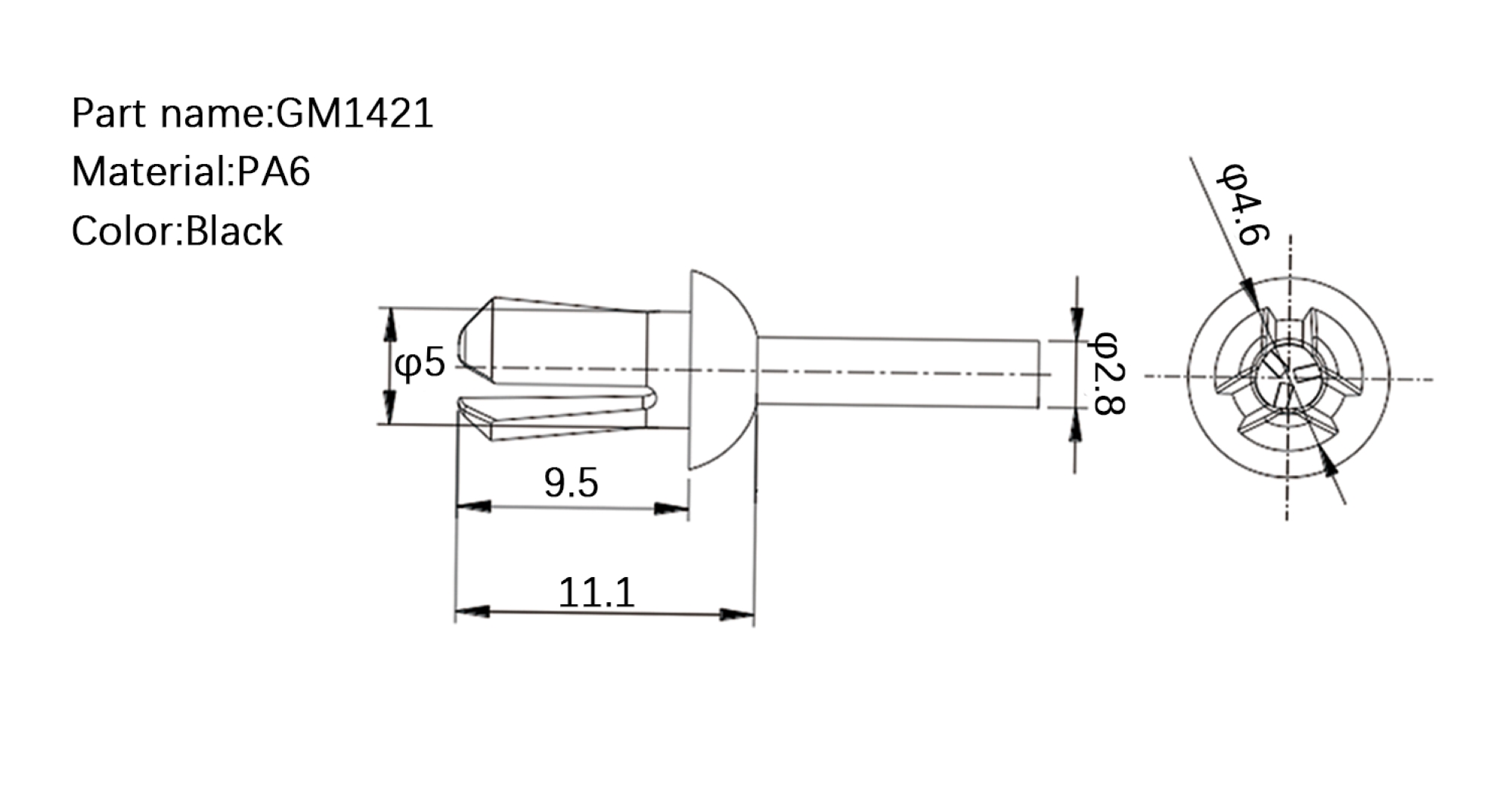 Plastic Blind Rivet GM-1421